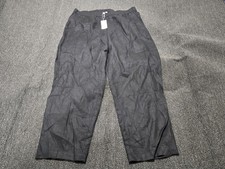 NWT Eileen Fisher Black 100 Organic Linen Wide Leg Cropped Pants Pockets