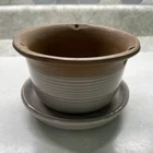 McCoy 0765 Beige Round Ceramic Planter Pot w/ Drainage Hole, USA Glossy