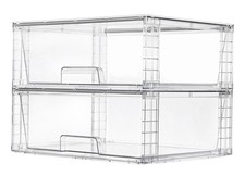 2 Pack Large Stackable Storage DrawersEasily Assemble Clear Acrylic Bathroom ...