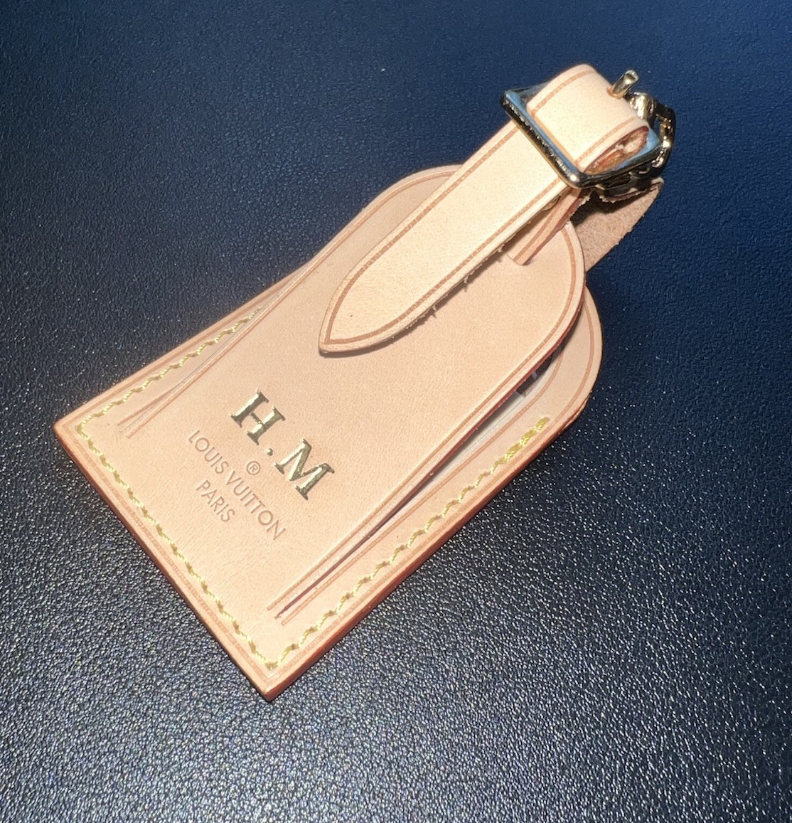 Louis Vuitton Name Tag w/ HM Large Initials Goldtone - Beige