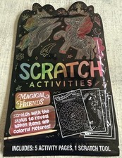 Scratch Activities Art Kit - Magical Friends 5 Activity Pages 1 Scratch Tool NEW