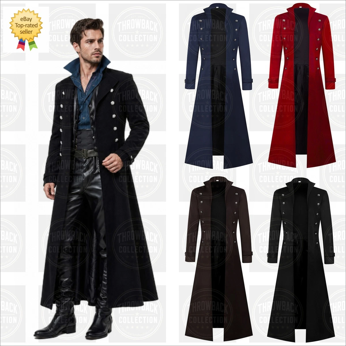 Abrigo largo gótico vintage para hombre chaqueta de Halloween steampunk talla grande
