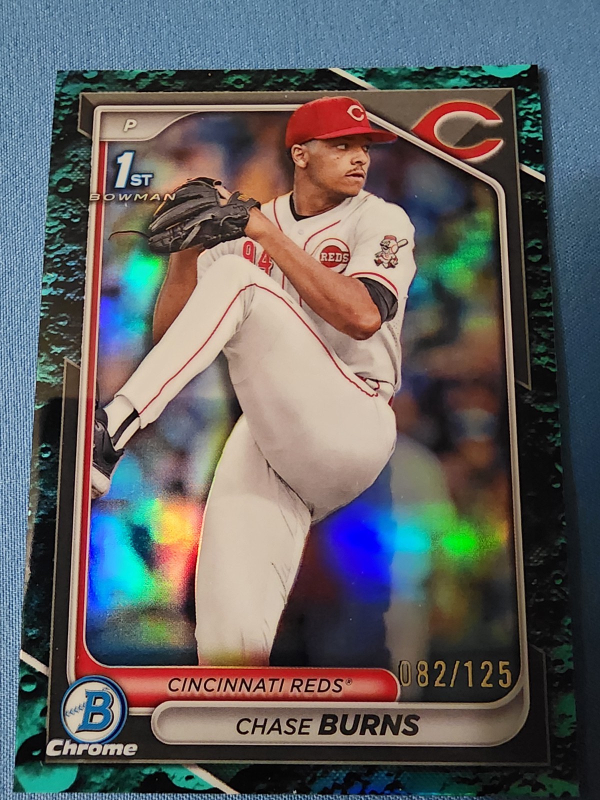 2024 Bowman Draft Chrome Chase Burns-AQUA LUNAR CRATER REFRACTOR-1ST BOWMAN /125