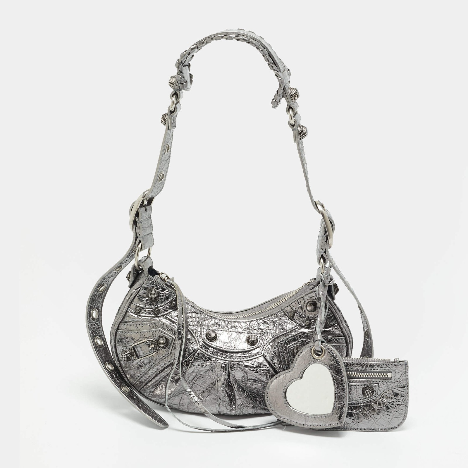 Balenciaga Le Cagole XS Silver Leather Shoulder Bag