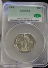 1918 US Standing Liberty Quarter 25c CAC AU53