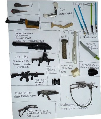 Action Figure Weapons Lot Star Wars GI Joe TMNT Lightsabers Guns Transformers