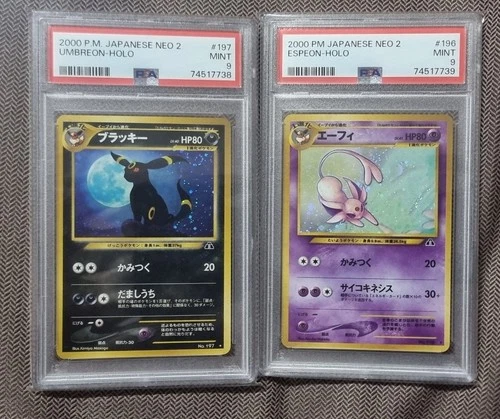 Umbreon & Espeon #196 & #197 Neo 2- Sequential Psa 9s