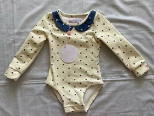 Girls SWEET HONEY CLOTHING Blue and Ivory Polka Dot 1 Piece Body Suite 18 month
