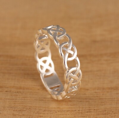 Solid 925 Sterling Silver Band/Thumb Ring Celtic Knot Band Ring Various ...