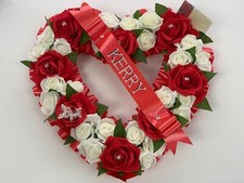 Open Heart Artificial Funeral Flowers Wreath Memorial Grave Tribute Mothers day