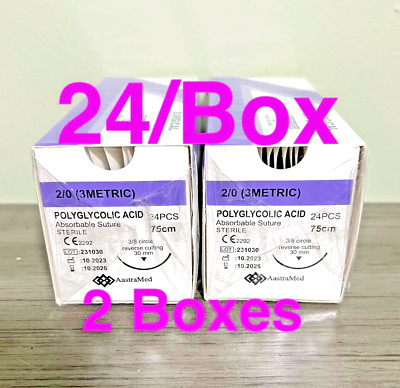 PGA Suture 2/0 Polyglycolic Acid 48ct (2 Boxes) Veterinary Dental Surgical