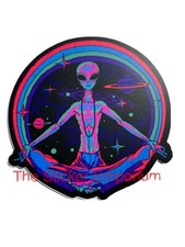 Alien Peace Sign Sticker  UFO Area 51 Aesthetic Psychedelic Black Light Decal