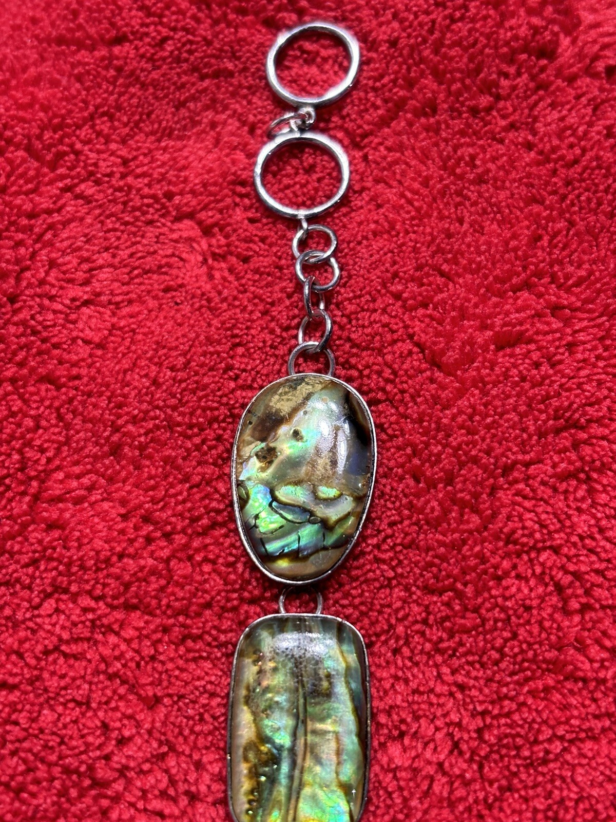 Vintage Abalone Shell Sterling Silver Bracelet wi… - image 4