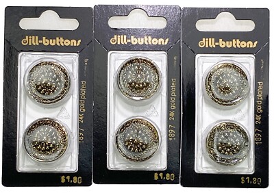 3 Dill Buttons 2 Pack 24K Plated Round Embossed 7/8  (23mm) Style 1897
