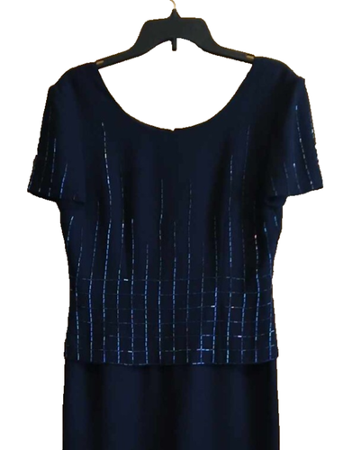 Sequin Dress Sz 6 Cocktail Wedding Special Occasion Party Talbots Navy Blue - Picture 3 of 5