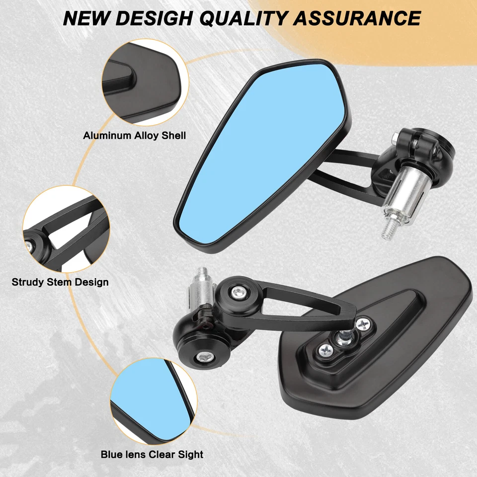Espejos retrovisores laterales universales para moto Honda Yamaha 7/8" extremo manillar Foto 4 de 4