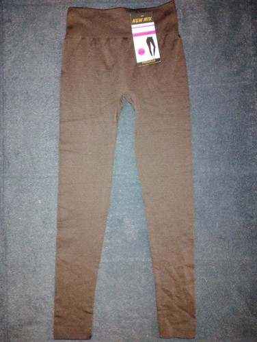 Women's Brown Fleece Lined Leggings OS. ONE SIZE S M L NEW! - 第 1/1 張圖片