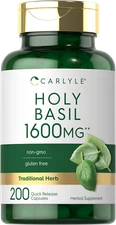 Holy Basil Capsules 1600mg | 200 Count | Leaf Extract Supplement | by Carlyle   