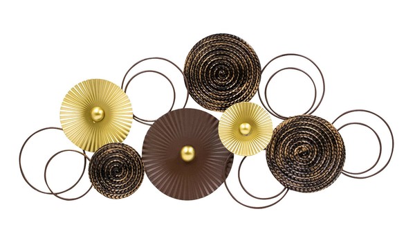 Moderne Metall-Wanddekoration Kreise Zum HäNgen Gold/Braun 83 X 38 Cm Wandbild-image