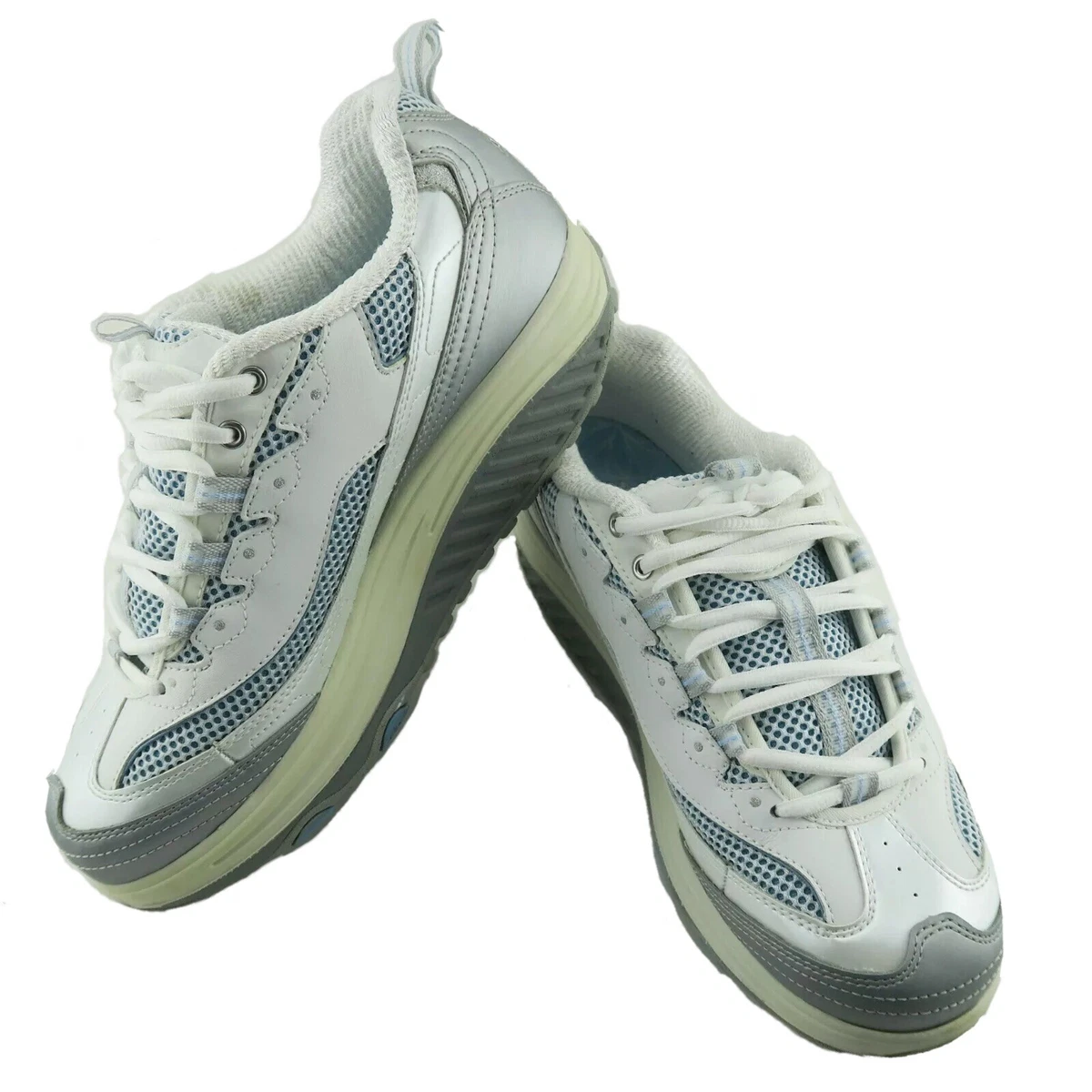 Skechers Shape Ups Jump Start Womens Size 8.5 US White Blue Toning Shoes 11803