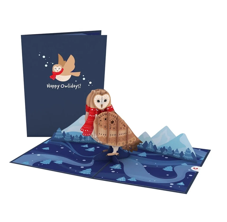 Lindas Boas Festas de Coruja Lovepop! Cartão pop-up 3D - Imagem 3 de 4