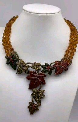 Heidi Daus  English Expression  2 row Beaded , enamel Crystal Necklace - NWT