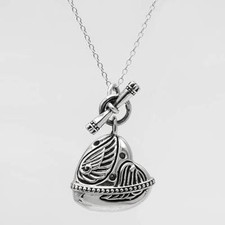 Lovely Heart Necklace With Three Black Diamond in 925 Sterling silver 18in
