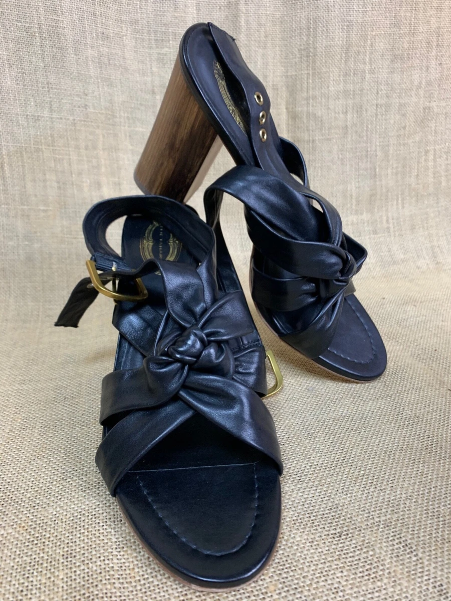 ELIE TAHARI Black NATASHA Strappy Leather Sandals TWIST FRONT