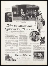 1928 PIGGLY WIGGLY 1920s Grocery Store Women Shoppers in Cloche Hats PRINT AD