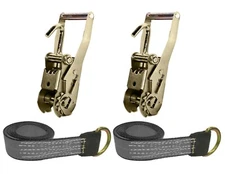 USA 4pc Silver 8' Lasso Strap 2" Ratchet w/ Finger Hook Tow Truck Tire Wheel Tie