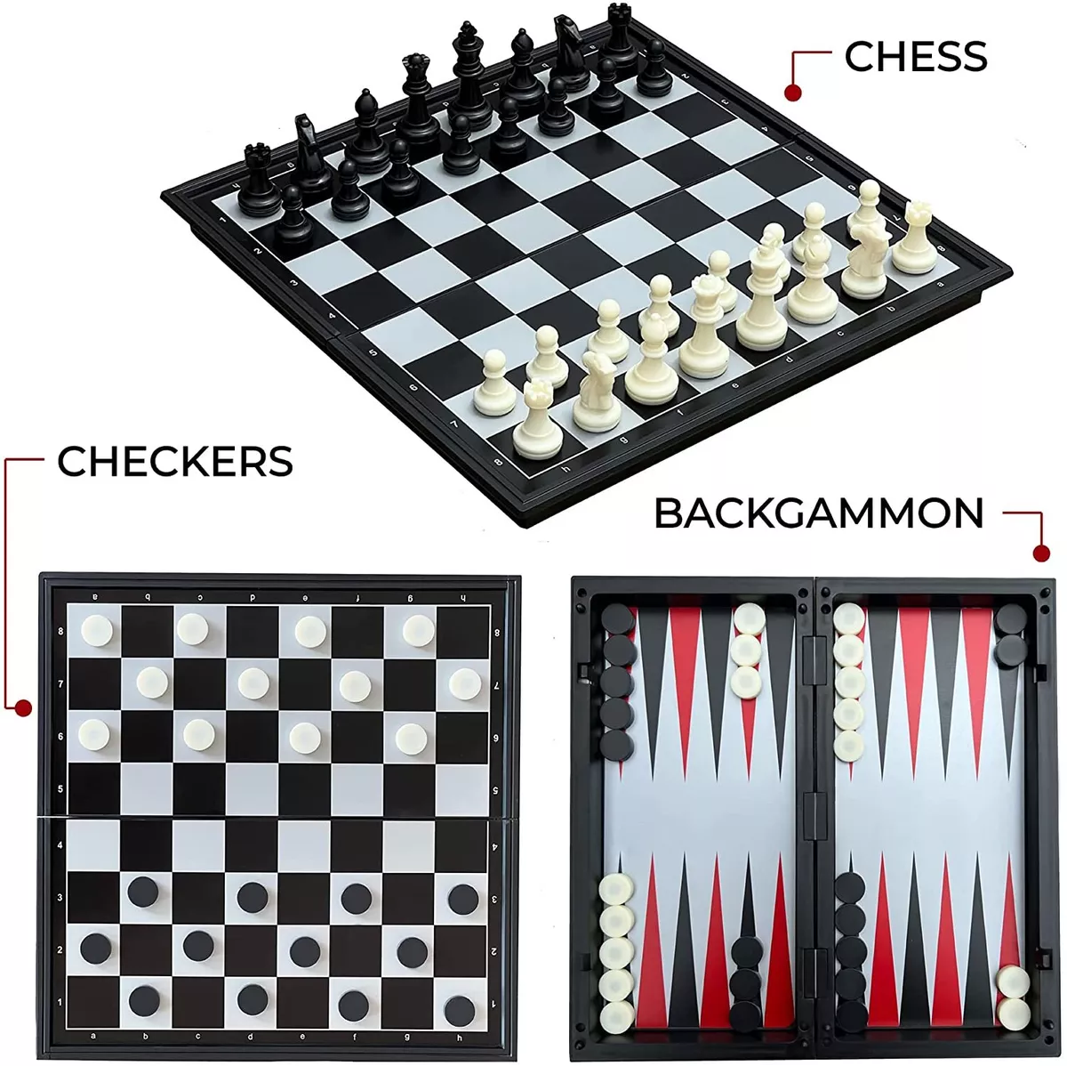 Magnetic Checkers Set - Black