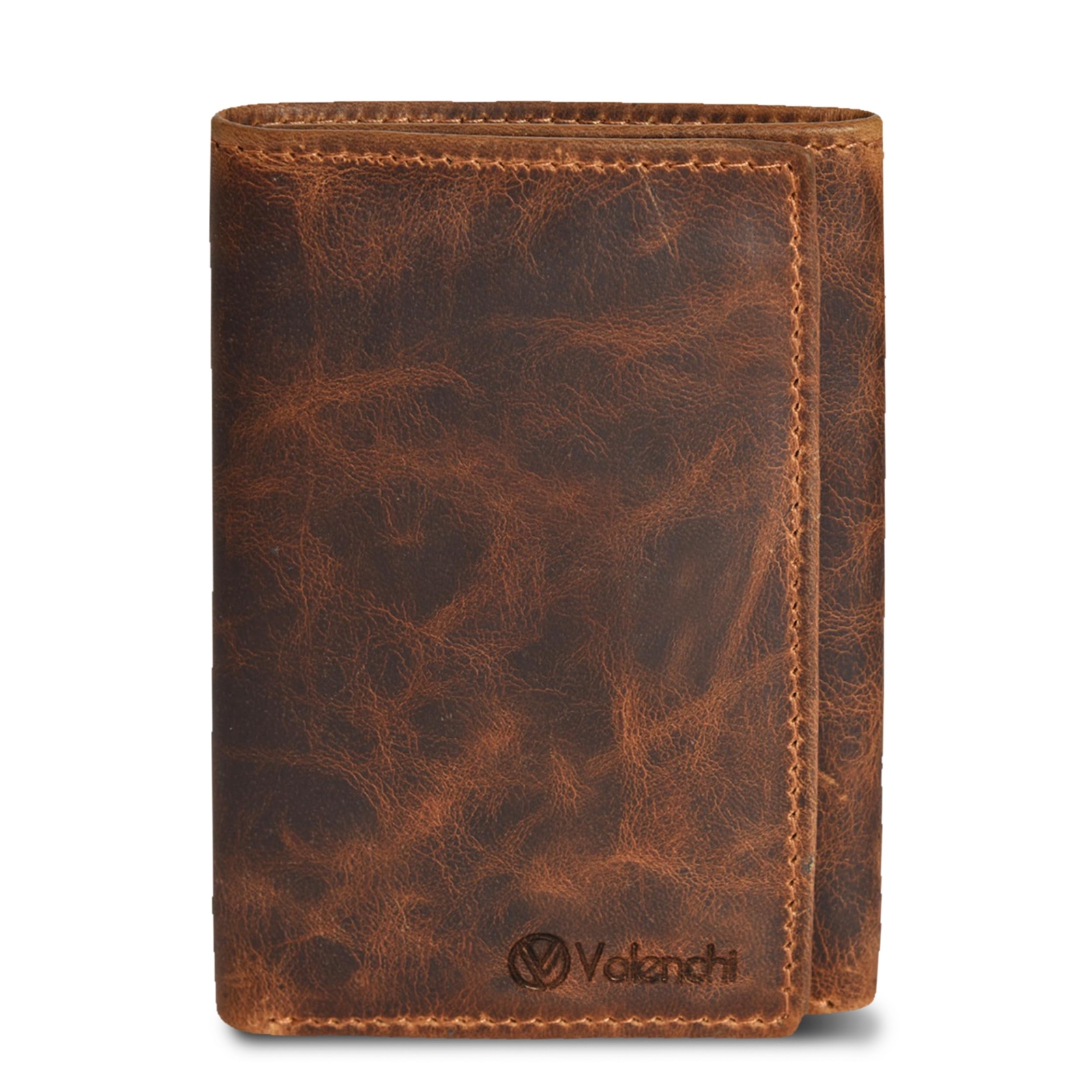 Genuine Leather Mens RFID Blocking Slim Trifold Wallet with 6 Cards+1 ID Wind...