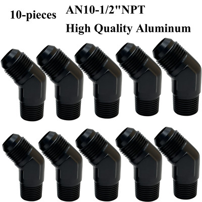 10X 45 Degree Elbow -10 AN Male Flare to 1/2'' NPT Male Fitting Adapter Connector