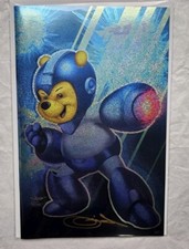 Mega POOH Do You Pooh comic Mega Man SS7 Virgin Confetti Foil Signed Sajad Shah comic cover