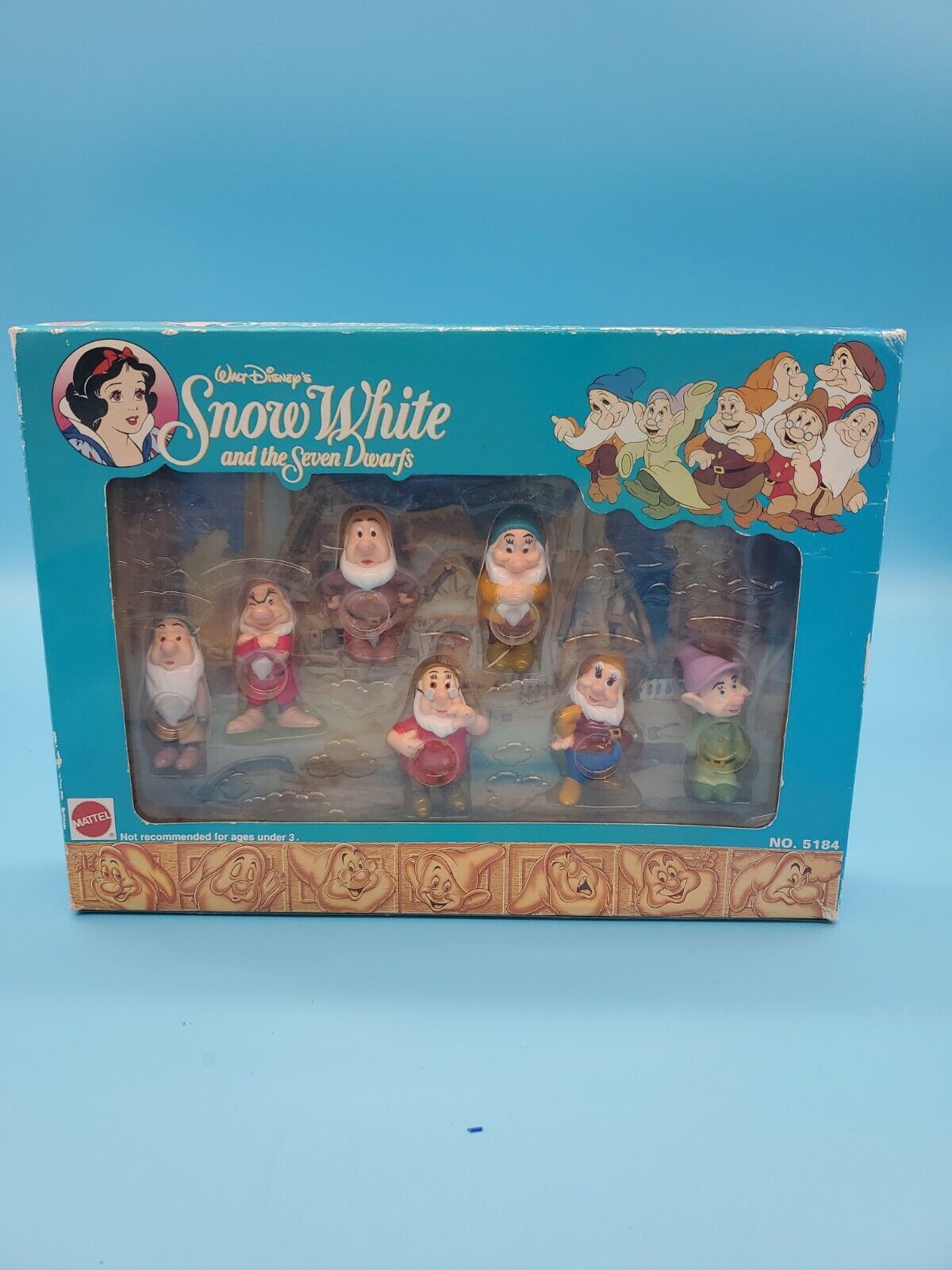 1993 Vintage MATTEL Disney Snow White SEVEN DWARFS 7 Figure Set #5184, BRAND NEW