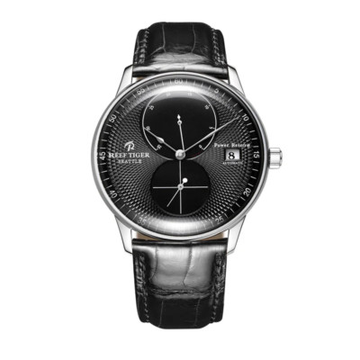 Reef Tiger RT Luxury Dress Watch Multi Function Leather Strap Automatic Watch