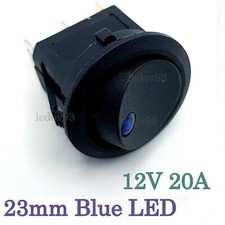 12V 20A DC Rocker Switch ON-OFF SPST 3Pin LED Light Round 20mm/23mm 3 pin
