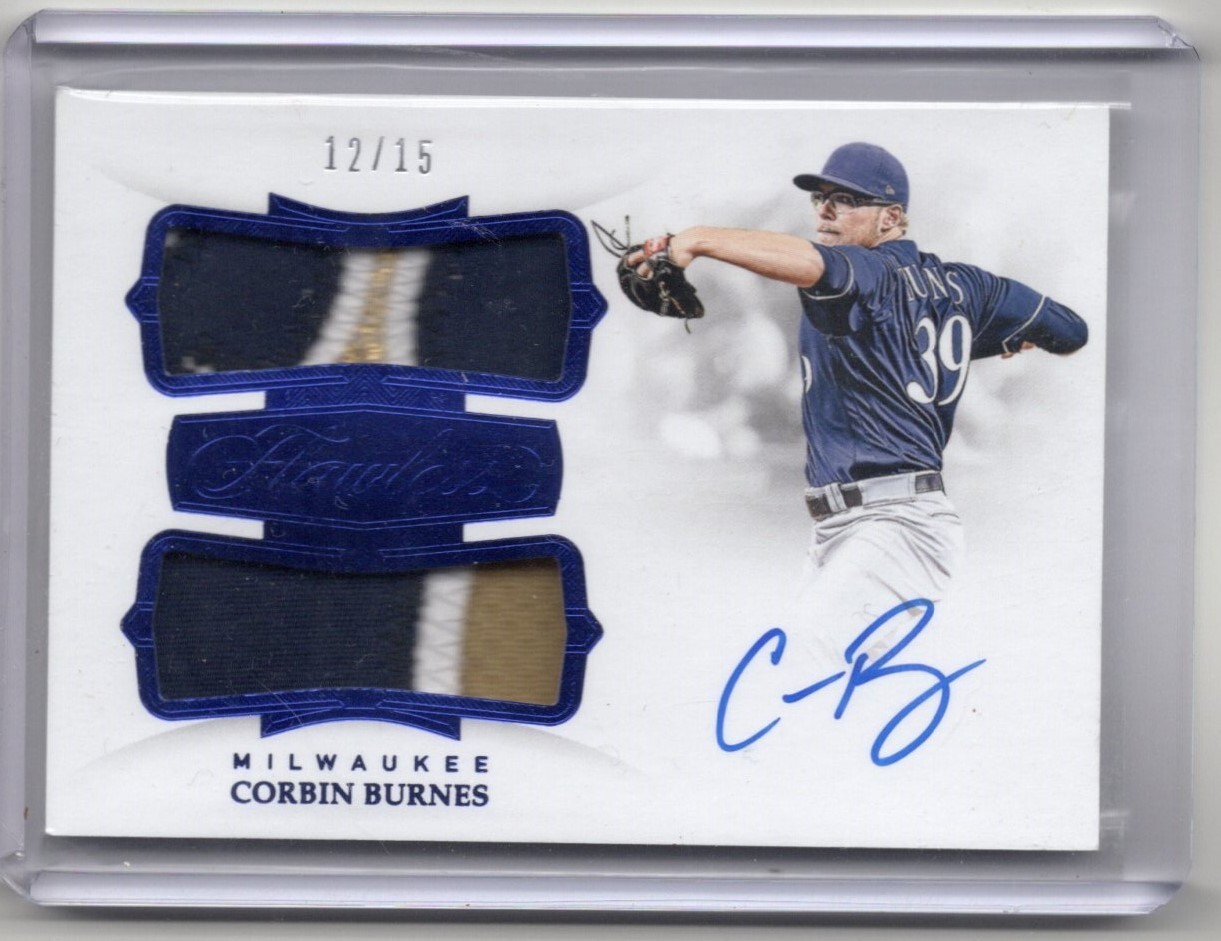 CORBIN BURNES - BREWERS - FLAWLESS - DOUBLE PATCH - ON CARD AUTO #'d 12/15 WHOA!