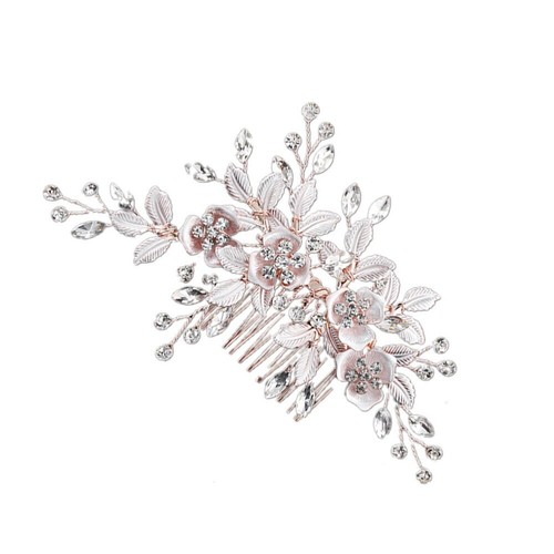 Lavender Bridal Hair Comb Wedding Silver Leaves Pearl  display picture 2