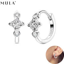 MULA 925 Sterling Silver Wrapping Cross Hoop Earrings AAA CZ For Women Jewelry