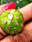 LAUREN G ADAMS RING STRAWBERRY ENAMEL ART CRYSTALS NWT SIZE 6 GOLD TONE GREEN — photo 6
