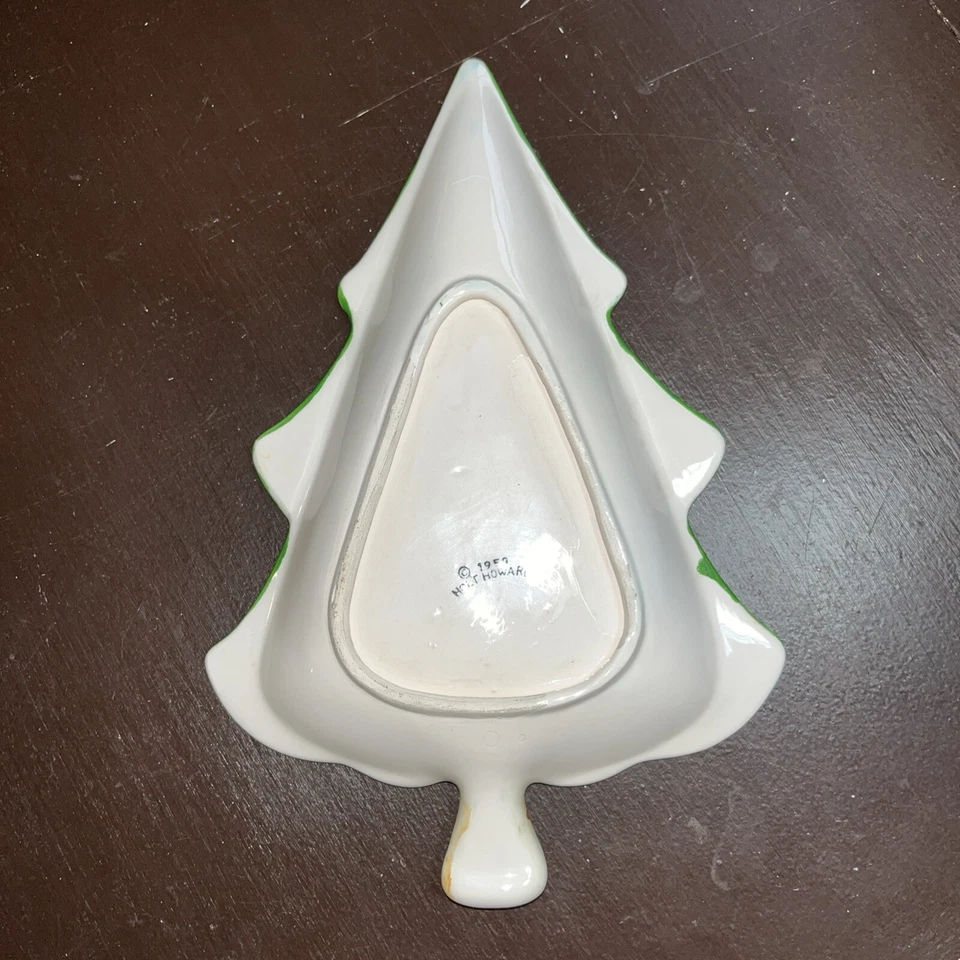 Bandeja Holt Howard Árbol de Navidad 1959 Vintage 10" Plato Caramelo Soporte Campana Foto 3 de 4