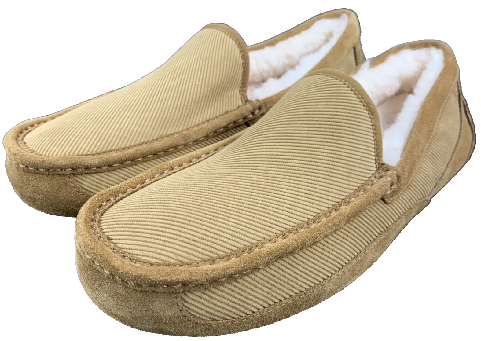 UGG ASCOT PANTOFOLA UOMO US 9 CASTAGNO VELLUTO A COSTE SCAMOSCIATO LANA MOCASSINO COMFORT