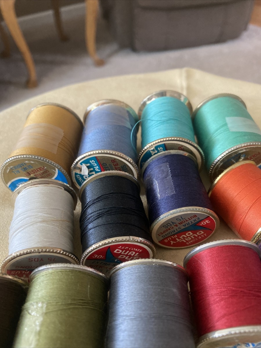 Vintage Lot of 13 Rolls of Thread by J.P. Coats Dual Duty Vintage Lot of 13 Rolls of Thread by J.P. Coats Dual Duty