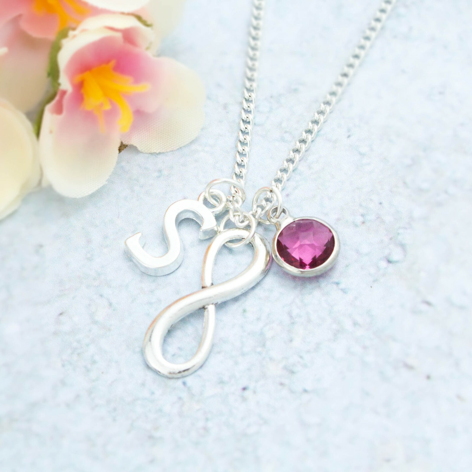 Infinity Symbol Necklace, Personalised Gift, Eternity Jewellery, Love You Charm