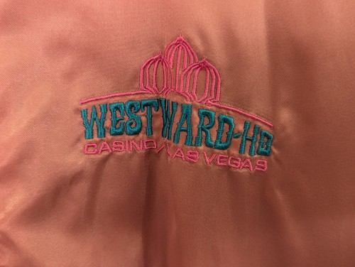 VTG WESTWARD HO Las Vegas Casino Satin Embroidered Bomber Jacket Large Pink - Picture 3 of 11