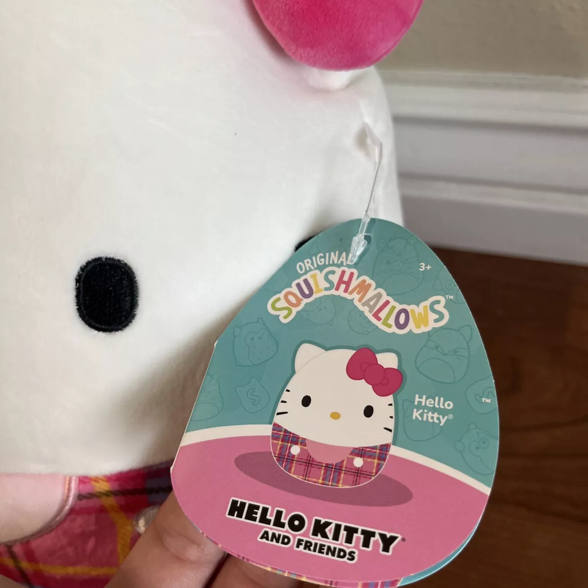 Squishmallows Sanrio Hello Kitty Wearing Plaid Plush 10 Inch Pink