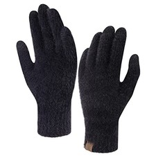 Womens Winter Touchscreen Gloves Imitation Mink Velvet Elastic One Size Black