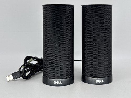DELL USB Stereo AX210 Powered Speakers Black Compact Plastic Multimedia Desktop