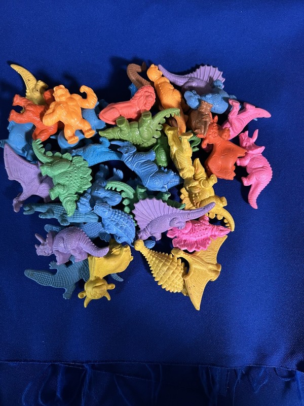 Vintage Diener Rubber Erasers Lot of 37 Dinosaurs Safari Itty Bittys